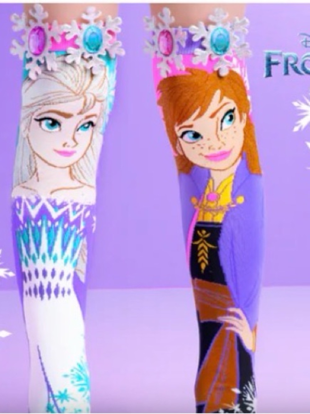 Disney Frozen Kids' Purple Character Knee-High Socks - Elsa & Anna